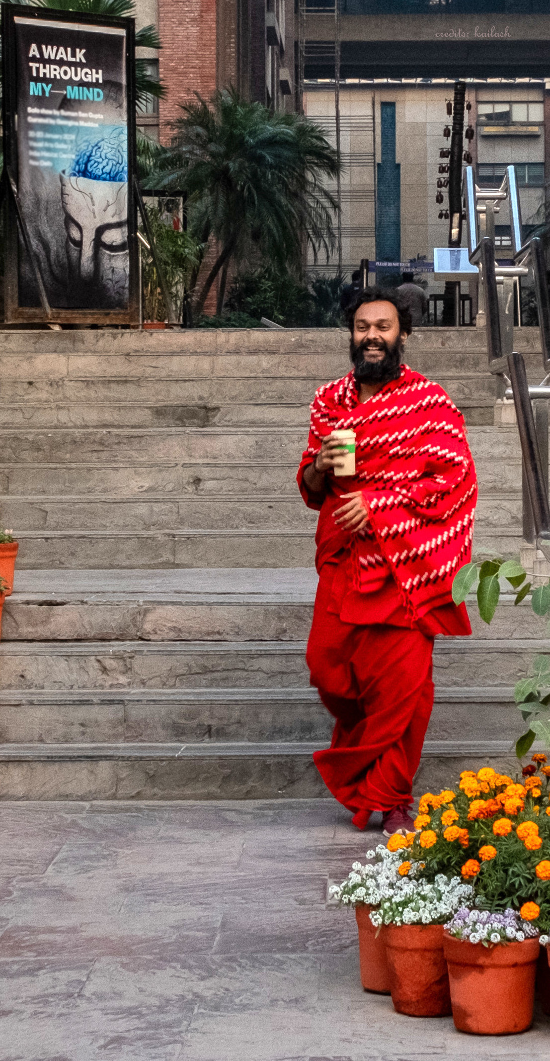 Pavan in robes; walking